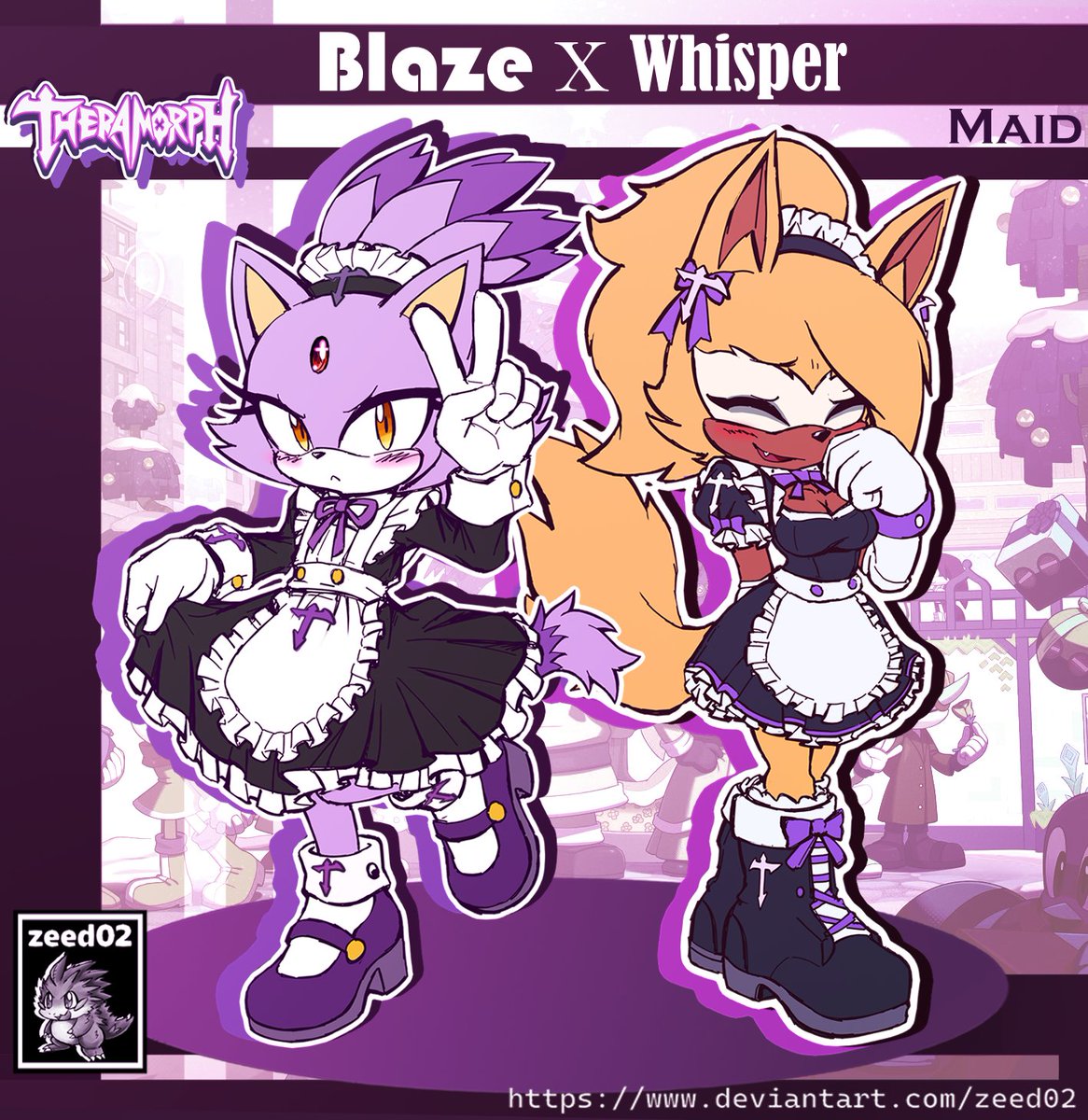 zeed_02's tweet photo. Blaze the Cat 💜💛Whisper the Wolf☕🧹Maid Theramorph 🐱🦊Sonic IDW #SonicTheHedgehog #sonicidw #BlazeTheCat #WhisperTheWolf #ソニック #fanartㅤㅤㅤㅤ   Commissions open!🎨https://t.co/F71KhiSbPA https://t.co/dsdkih9yZG