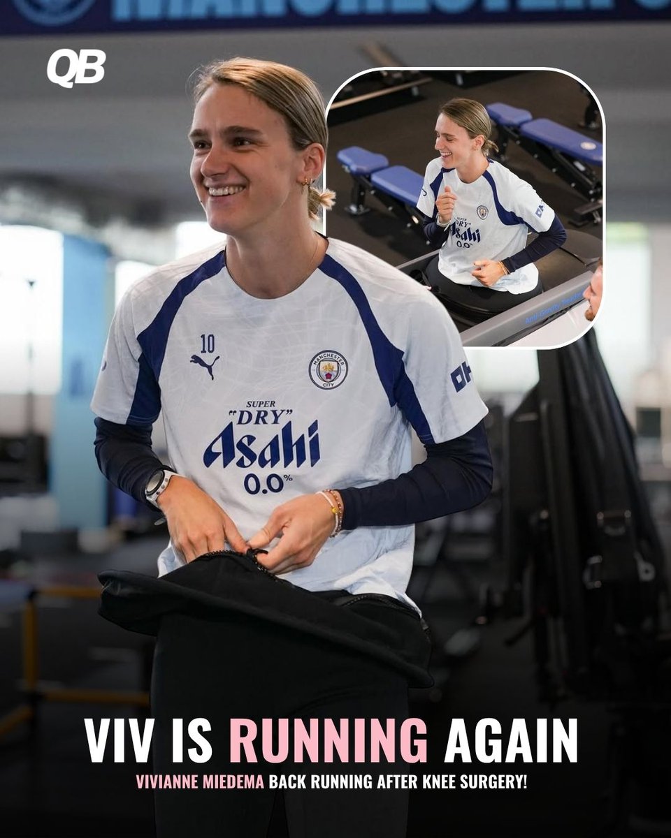 QueenballersCom's tweet photo. | VIV IS RUNNING AGAIN. 🔥🏃‍♀️

Vivianne Miedema is back running after undergoing knee surgery this summer. Another big step towards her return to the pitch. 💪💜

📸 Manchester City IG
#Queenballers #VivianneMiedema #WomensFootball https://t.co/38pMyeD6PB
