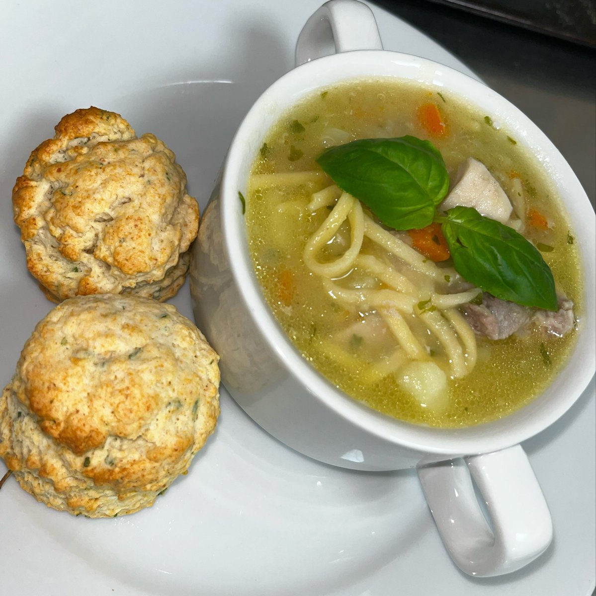 ohimKev's tweet photo. some chicken noodle soup and scones to revive the soul🍲 https://t.co/s8ZLcNy4Vn