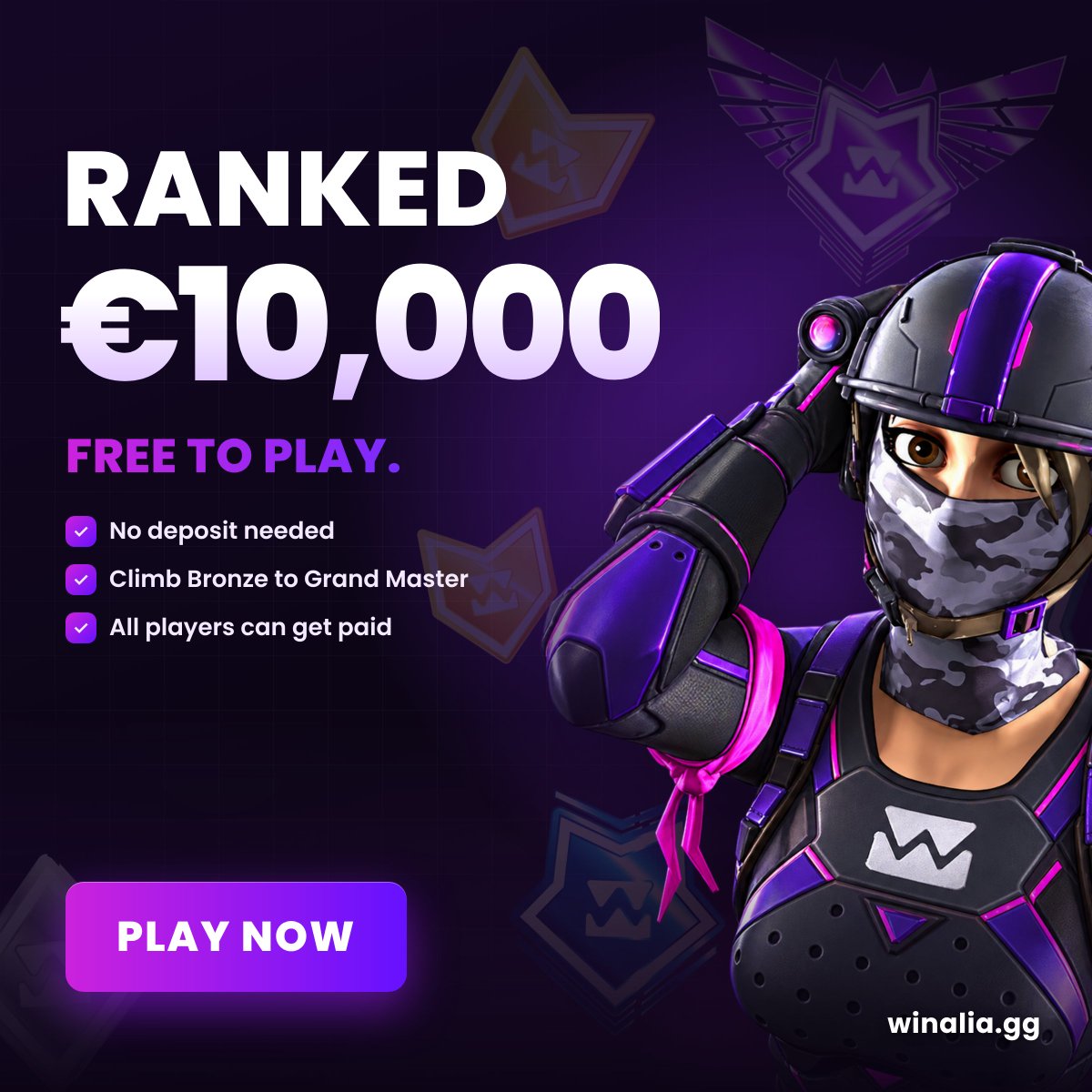 Winaliagg's tweet photo. Free to play. Real cash prizes.

Winalia Ranked Season is live: climb the Fortnite leaderboard and fight for a €10,000 prize pool.

No deposit. Just skill.

+€2 free when you link your Epic account.

https://t.co/mGcQDO0wO3 https://t.co/bSxEpkOE2i