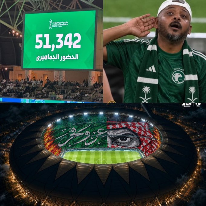 Aliotiyby's tweet photo. 🚨🚨🚨 منذ بداية البطولة وهناك عزوف جماهيري 
واضح بمباريات المنتخب ، لدرجة انه اعلى حضور
كان 41 ألف متفرج وهذا الرقم لايليق بجمهور المنتخب
نهائيا 

أتت مباراة اليوم وهي "خروج مغلوب" فحضر عدد
كبير بلغ اكثر من 51 الف وهو بلا شك رقم يليق 
بالمنتخب وبجمهوره 

الآن أمامنا المباراة النهائية بعد يومين ولابد من ملئ
الملعب منذ وقت مبكر 

شكرا لمن حضور بدور المجموعات وشكراً لمن 
حضر بالدور نصف النهائي وننتظر الحضور الفعلي
والكبير يوم الثلاثاء بالمباراة النهائية 

ياسعودي ماشاء الله 💚
ياسعودي ماشاء الله 💚💚
ياسعودي ماشاء الله 💚💚💚

#المنتخب_السعودي #خليجي_الديار_العربية27 
#السعودية_قطر #خليجي27 #كاس_الخليج