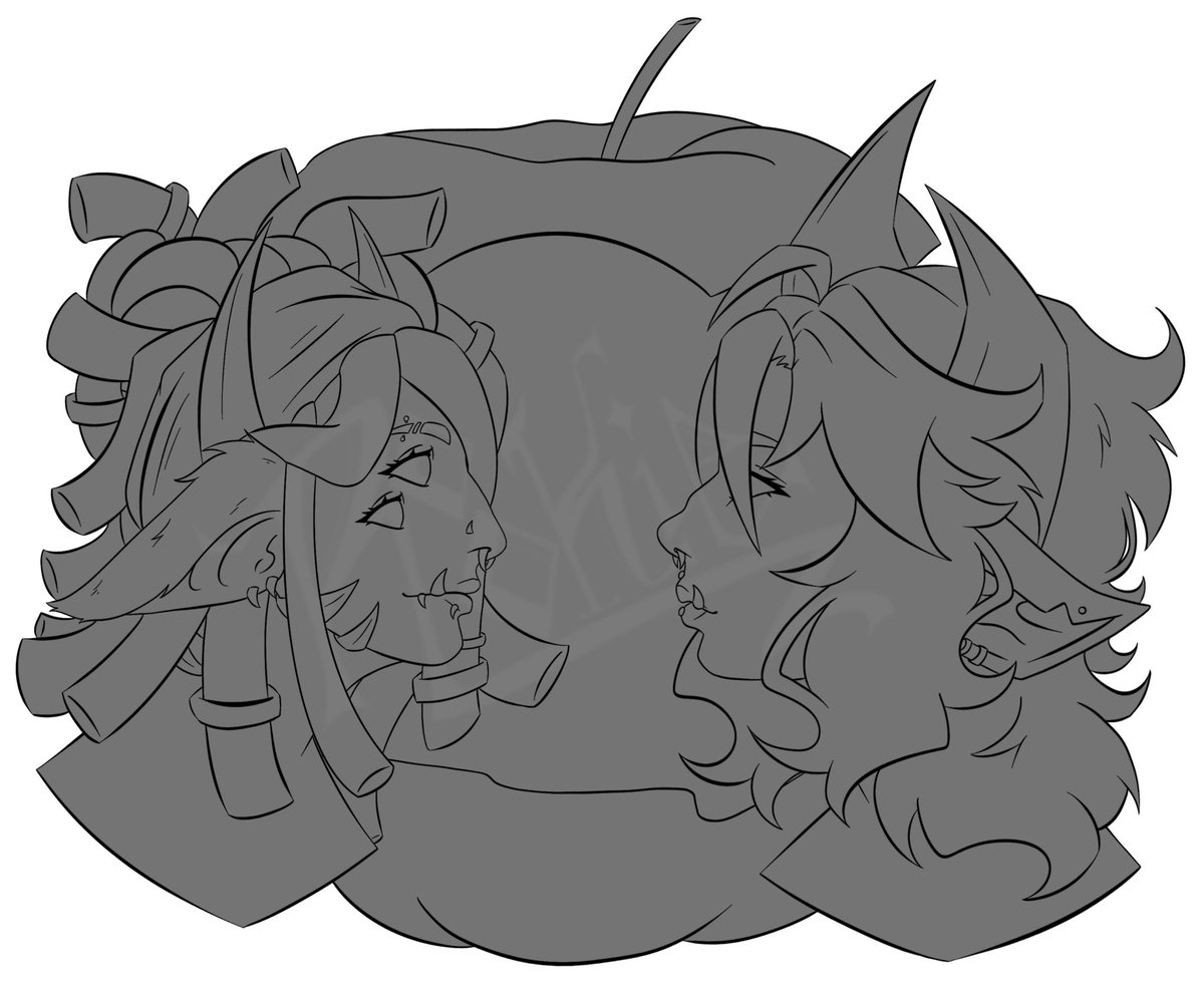 RookieGoblinVT's tweet photo. In an effort to catch up, here is my very quick submission for #inktober day 1: apple Ft. Rookie and Kai 
Maybe I’ll go back and render it, who knows https://t.co/cVQNBNyDp4