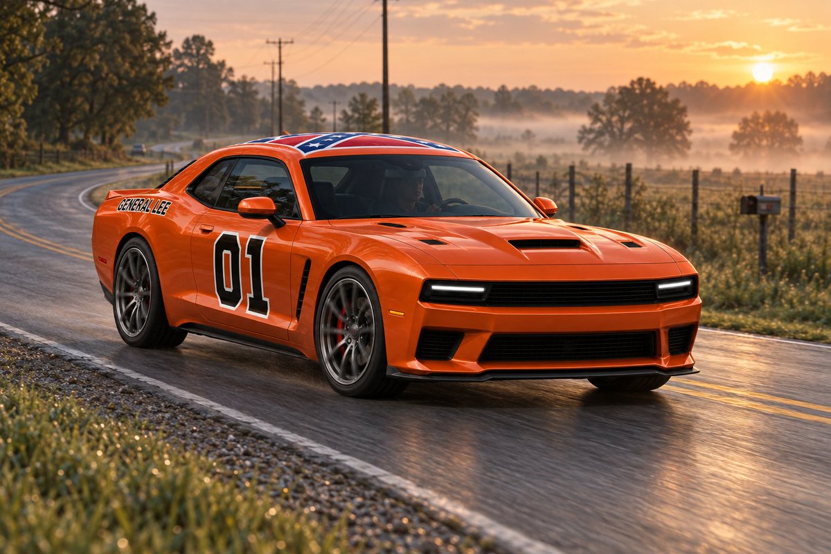 EXPOSSIVE's tweet photo. 2032 GENERAL LEE VISUALIZED 🏁

Location:📍Morgan County, Georgia

"THE TWO-LANE INAUGURATION."

#GeneralLee #MuscleCar #Georgia #ConceptCar https://t.co/dJcFBz1JSs