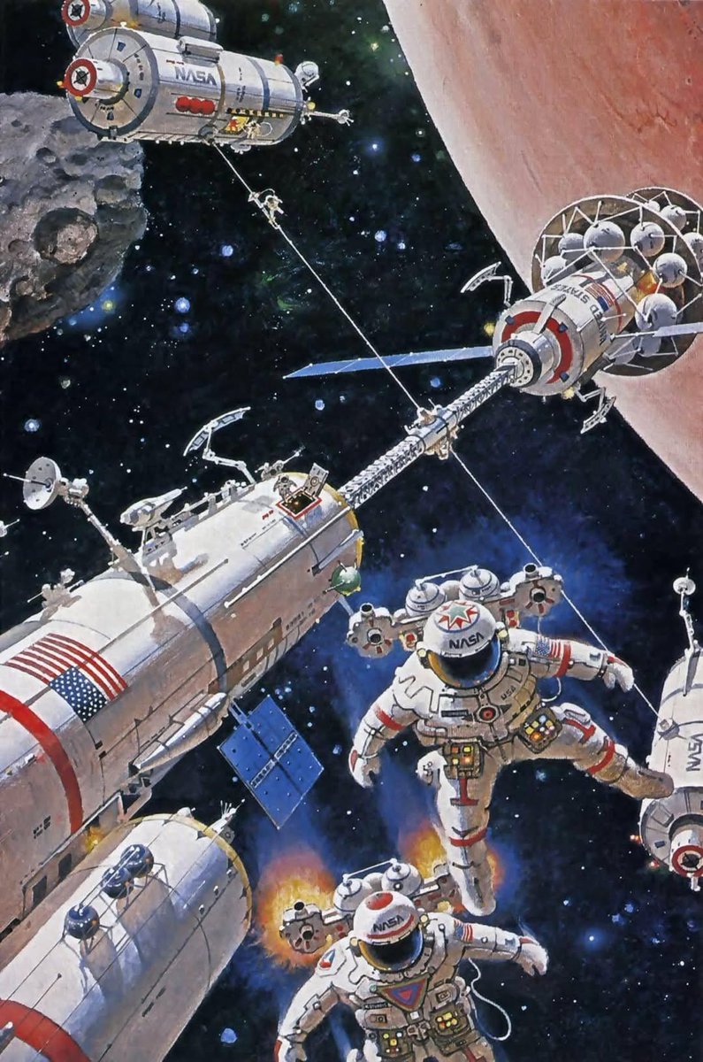 SciFiArchives's tweet photo. "Mars Arrival," by Robert McCall (1987) https://t.co/3NyGLta3h5