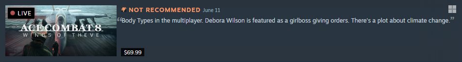 SPADtm's tweet photo. Pack it up everyone, Ace Combat 8 is too woke. It is so over. https://t.co/JCOjgmSJ2C