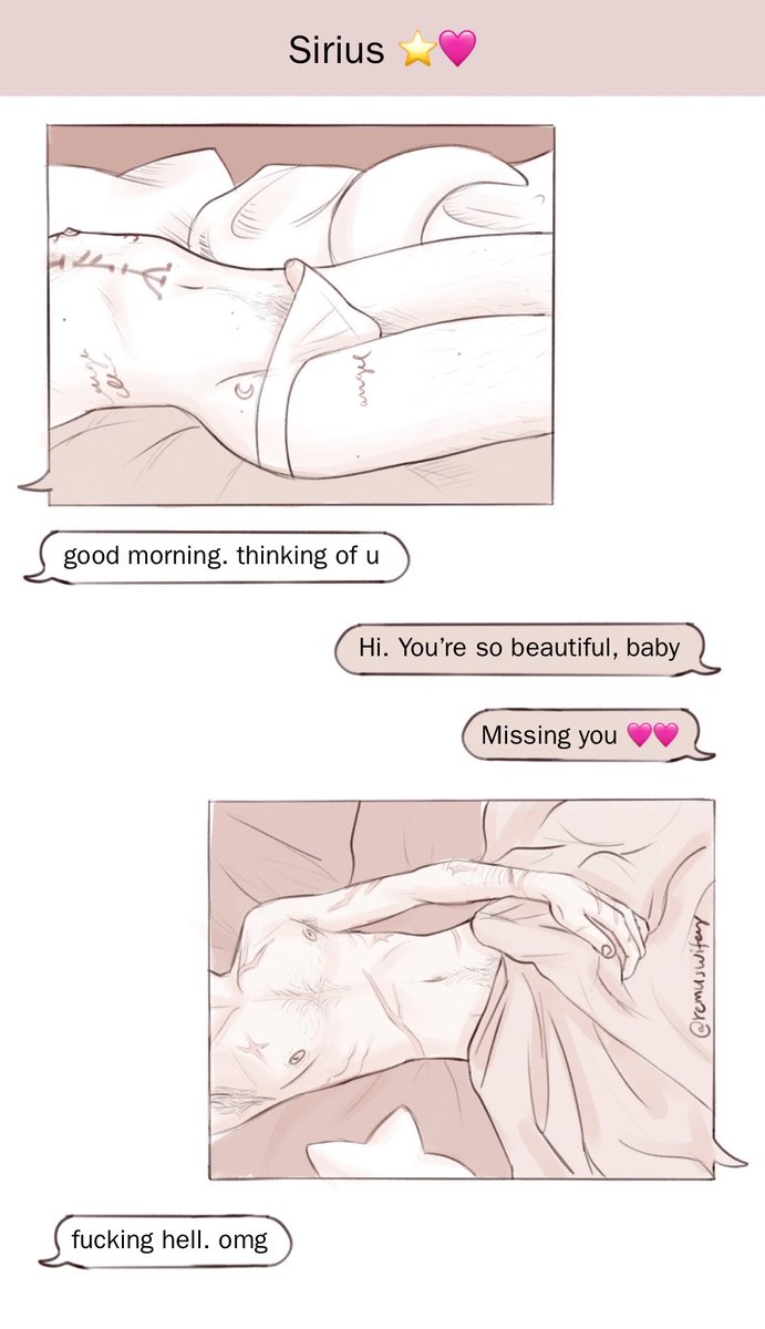 remuswifey's tweet photo. next #kinktober Wolfstar 📲🫦

oct 3: sexting 

@wolfstarkinktbr #wolfstarkinktober26 https://t.co/DxpA6LCwMn