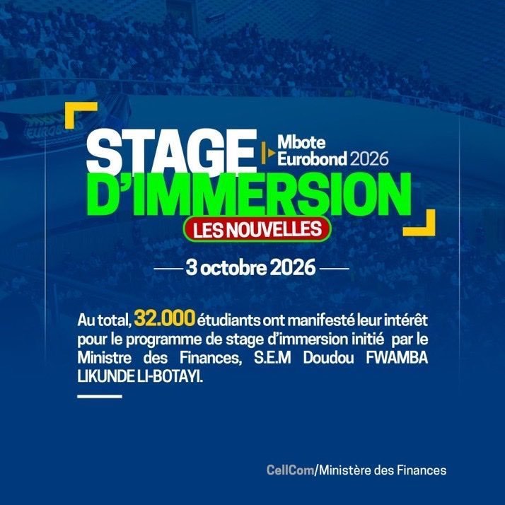 OlivierDomyBey1's tweet photo. 🇨🇩 STAGE D’IMMERSION | 3 OCTOBRE 2026
🎓 32 000 candidatures pour seulement 200 places initialement prévues : l’engouement des étudiants est exceptionnel !
Face à cette forte mobilisation, 250 jeunes de Kinshasa ont finalement été retenus, suivant l’ordre d’arrivée des candidatures.
Lancé ce 3 octobre 2026, ce stage permet aux bénéficiaires de consolider leurs acquis grâce aux formations dispensées à l’École nationale des finances, avant une immersion pratique au sein des différents services du Ministère des Finances.
Félicitations aux 250 étudiants sélectionnés ! Que cette expérience constitue une véritable passerelle entre la formation académique et l’expérience professionnelle.
Prochaine session : décembre 2026, pendant les vacances.
Former aujourd’hui les compétences qui construiront la RDC de demain.
@LikundeR
@fatshi13
@FelixUdps
@SuminwaJudith