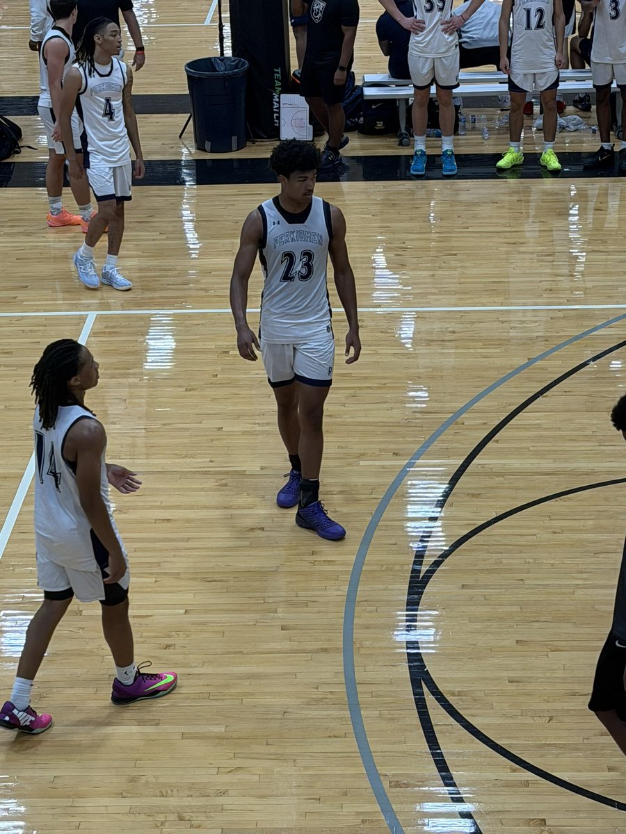 BflinnHoops's tweet photo. Good all around showing from @PerkBasketball, who got contributions from everyone who took the floor. 2028 F Tyler Royal and 2027 W Geremyah Shaw-Glenn were effective scoring inside and out. Ethan Ray, Nando Mirachi, and Patrese Feamster (UMass) all chipped in. https://t.co/9Dv9bbQSWK