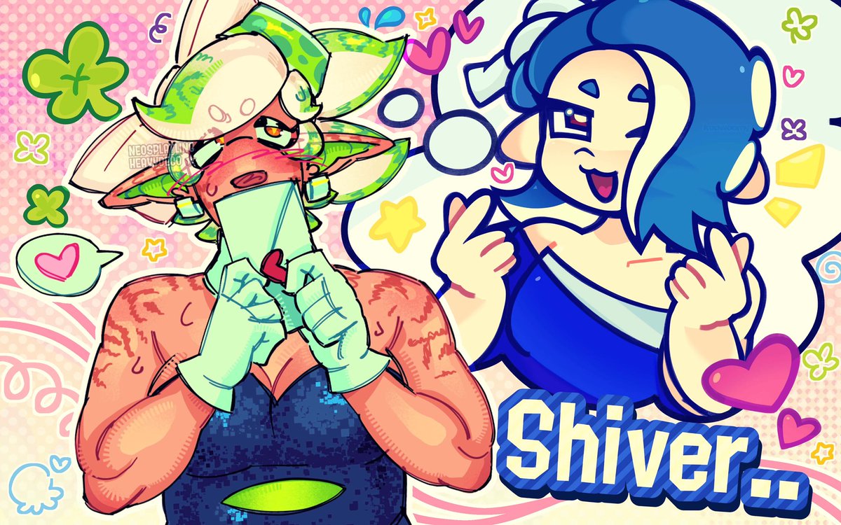 NEOSPLATLING's tweet photo. COLLAB WITH @kouwoomy 🍀 go OUR marivers!!! #splatoon https://t.co/WarbPpDxQh