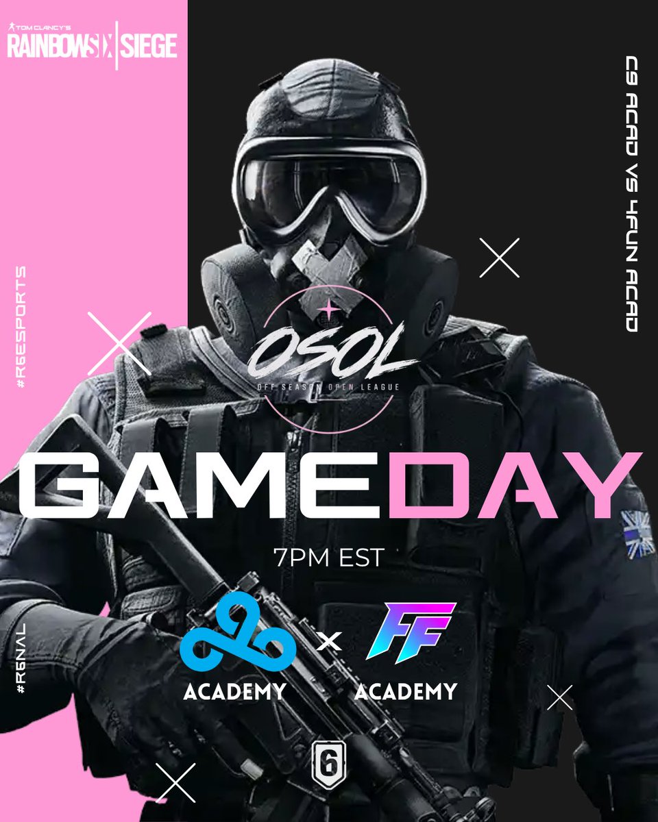 OFFSEASONR6's tweet photo. WHO SECURES THE PLAYOFF SPOT?

@Cloud9 Academy vs @FFunEsports Academy

One match away from going 3-0 in Swiss and securing their spot in the playoffs.

Who’s getting it done?

#OSOL #R6Esports #Rainbow6 #R6Siege #SiegeEsports #RoadToPlayoffs

Game today @ 7:00 est pm 

Streamed by https://t.co/BfE1zQcIg0

Gfx by @Onyx_R6S