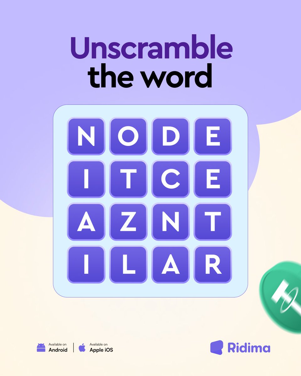 myridima's tweet photo. @RidimaAfrica Think you know your crypto? 👀

We’ve scrambled a crypto word. 🧩

Unscramble it. Name it. Win it. 💸

3 lucky winners will walk away with cash prizes. 🔥

To qualify:
• Follow @RidimaAfrica
• Like + repost 🔁
• Drop your answer in the comments https://t.co/9sdCdiOlYL