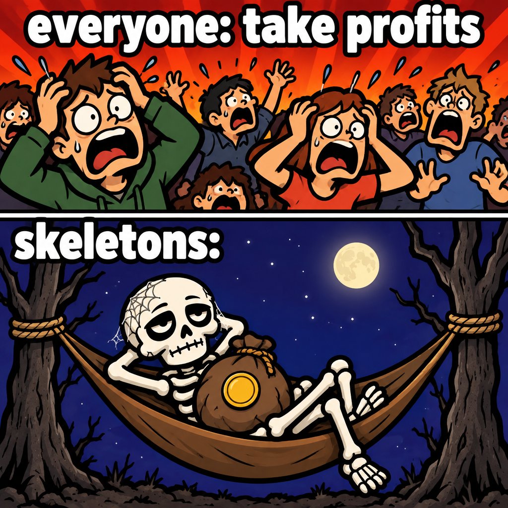 bagbonescoin's tweet photo. everyone: take profits.
skeletons: 💀 https://t.co/jp6UDkv2iK