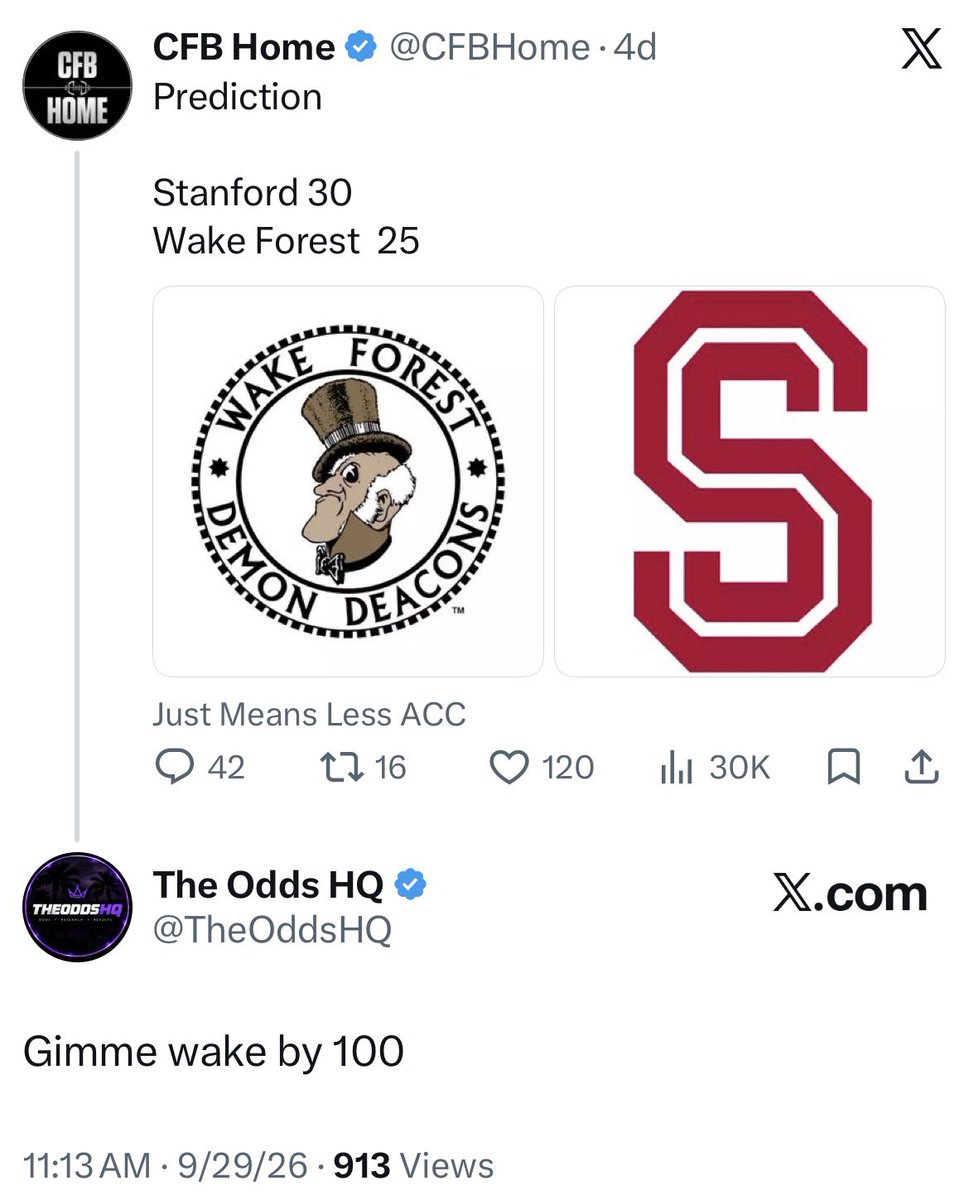 TheOddsHQ's tweet photo. Close enough right?

Wake Forest and Gio looked great today! https://t.co/N5378SPnKU