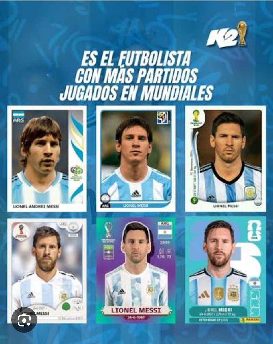 RadarMundialOK's tweet photo. 🌎 SEIS MUNDIALES
Lionel Messi representó a Argentina en:
🇩🇪 2006
🇿🇦 2010
🇧🇷 2014
🇷🇺 2018
🇶🇦 2022 🏆
🇺🇸🇨🇦🇲🇽 2026
Seis Copas del Mundo.
#Messi #Argentina #Mundial https://t.co/mTMmuPoJ3g
