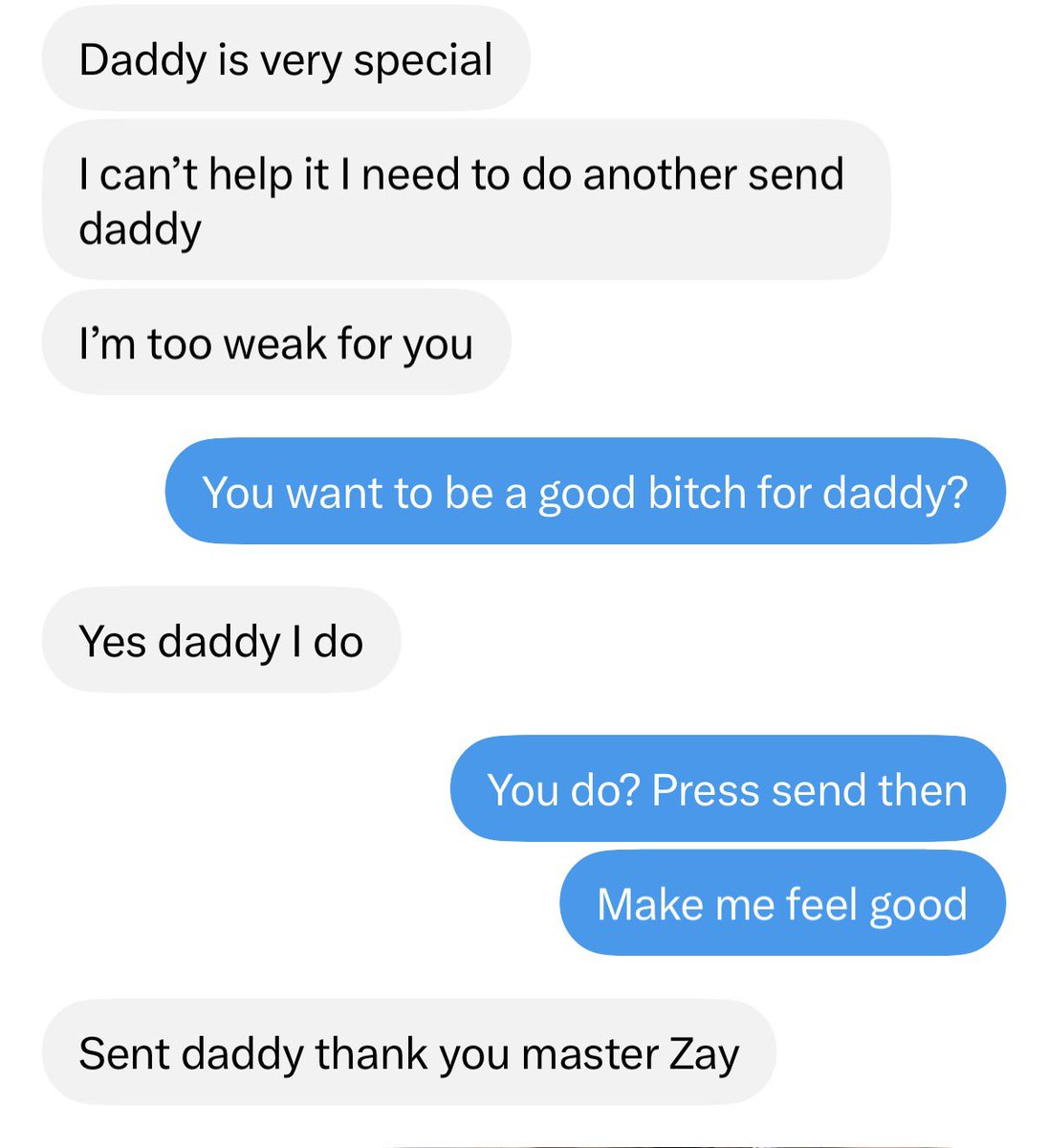 Zaymasterr's tweet photo. Fuck I love when a servant is loyal and just can’t wait to press that send button. I might call them a good boy or a fag haha https://t.co/ypZUDSc5zU
