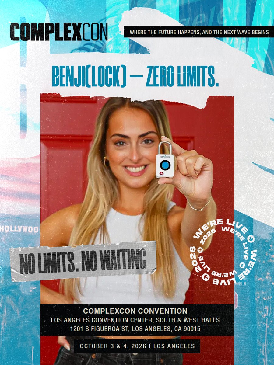BenjiLock's tweet photo. 🌅 GOOD AFTERNOON, LA! 🤩
🔊 ACCESS GRANTED. ⏬
😍 @BenjiLock is 🔓 @ComplexCon TODAY!
💥 No Limits. No Waiting.
👊🏻 The @ConventionLA is about to get UNLOCKED!
🔓 #BenjiLock → 🌀 #ComplexCon
🌐 The 🔑 is at Your Fingertips—That's it. ✔
🗣 #UnlockYourPotential 🔥 https://t.co/cIaAmnb1bE