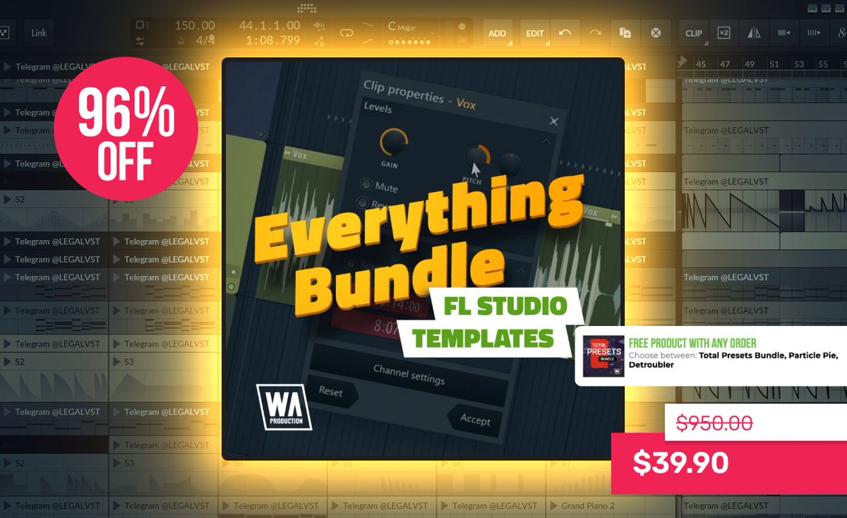 LEGAL_VST's tweet photo. Everything Bundle: FL Studio Templates by @WAProdSound 🎹
FL Studio Template Bundle
💻 FL Studio
💰 $39.90 (reg. $950) until Oct 8, 2026
👉 https://t.co/T1p1xSker1
#FLStudio #DAWtemplates #VSTpresets #musicproduction https://t.co/uWLs9yXoMw