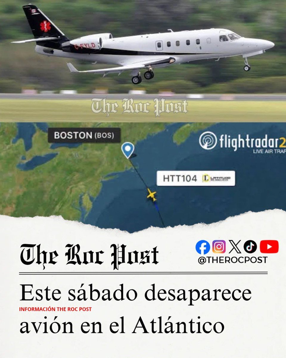 therocpost's tweet photo. 🚨🇺🇸✈️ | Desaparece en las primeras horas de este sábado 3 de octubre un avión con seis pasajeros este sábado en el Atlántico, frente a las costas de Nantucket, Massachusetts.

Información de #TheRocPost https://t.co/S3MEeF4auJ