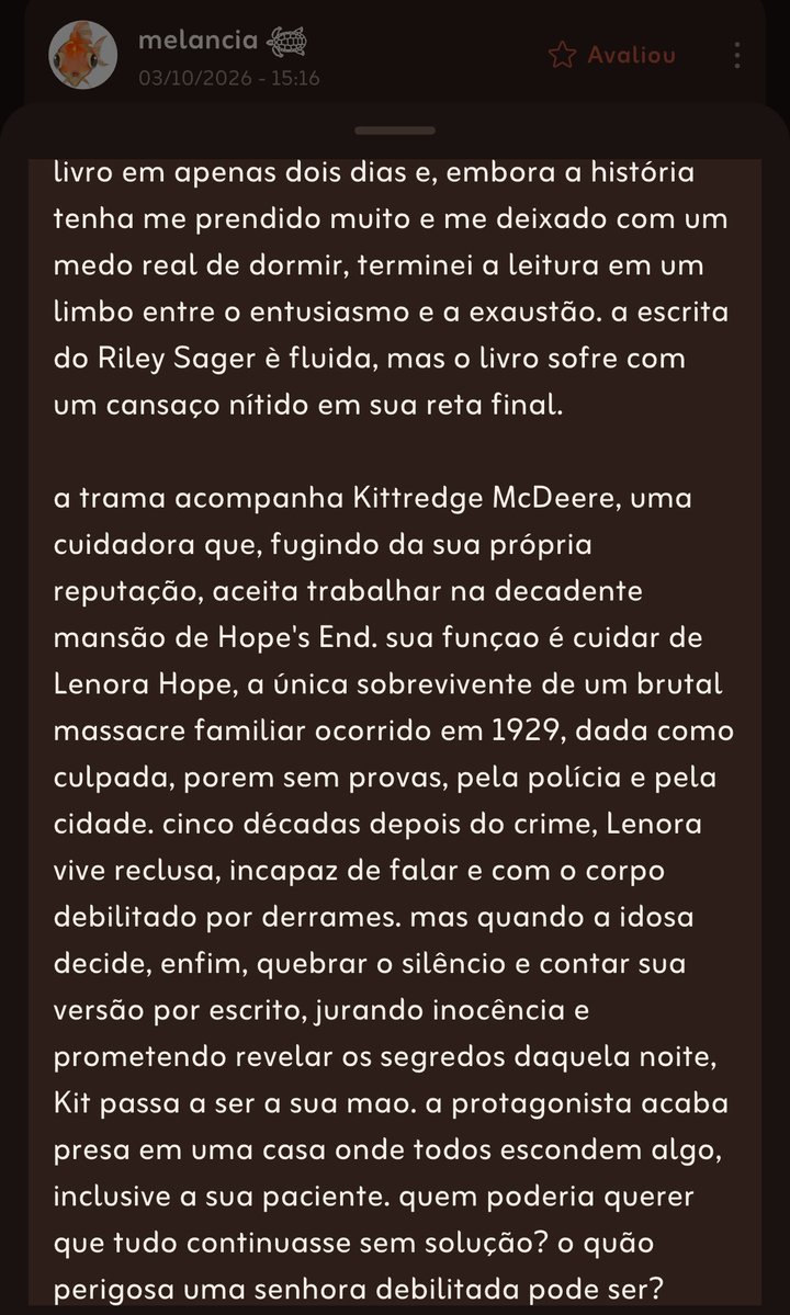 douxwatermelon's tweet photo. O Massacre da Família Hope.
★★★+1/2

“— até mesmo uma prisão se torna reconfortante se for a única coisa que você conhece.” https://t.co/JaNwjvDJj9