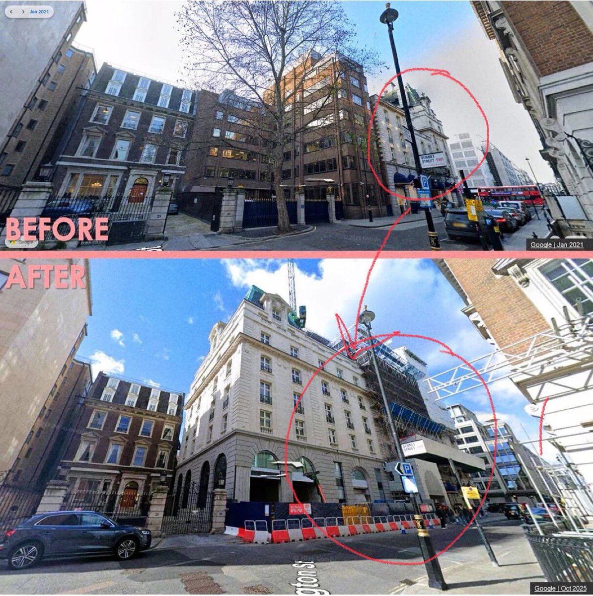 Pishucriks's tweet photo. @Zaphod2042 On closer inspection, it looks like they’ve mirrored the architectural style of the older building further up…so I’m puzzled how this is some how inauthentic?
Can you explain why this restoration of the original street plan and the removal of an eyesore is Disneyfication?🤔 https://t.co/aVUj4iTvJQ