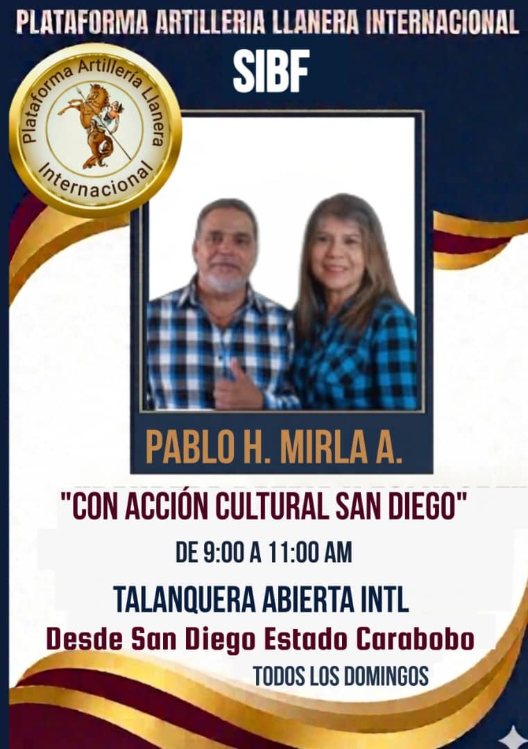 pablo1herrera's tweet photo. ✓🧏🏻‍♂️🙏🏽❤️🫂🎼🐎🎵🔔🎶🎤 Con Acción Cultural San Diego. ¡Un Reencuentro Con Lo Nuestro!
Todos los domingos de 9:00am a 11:00am. Conducido por Mirla Acosta y Pablo Herrera.
Escribeme o Llámame y te envío la conexión: 0412-7462379 / 0414-4116742.
A la orden siempre. Bendiciones. https://t.co/LG9dNhj0ZU