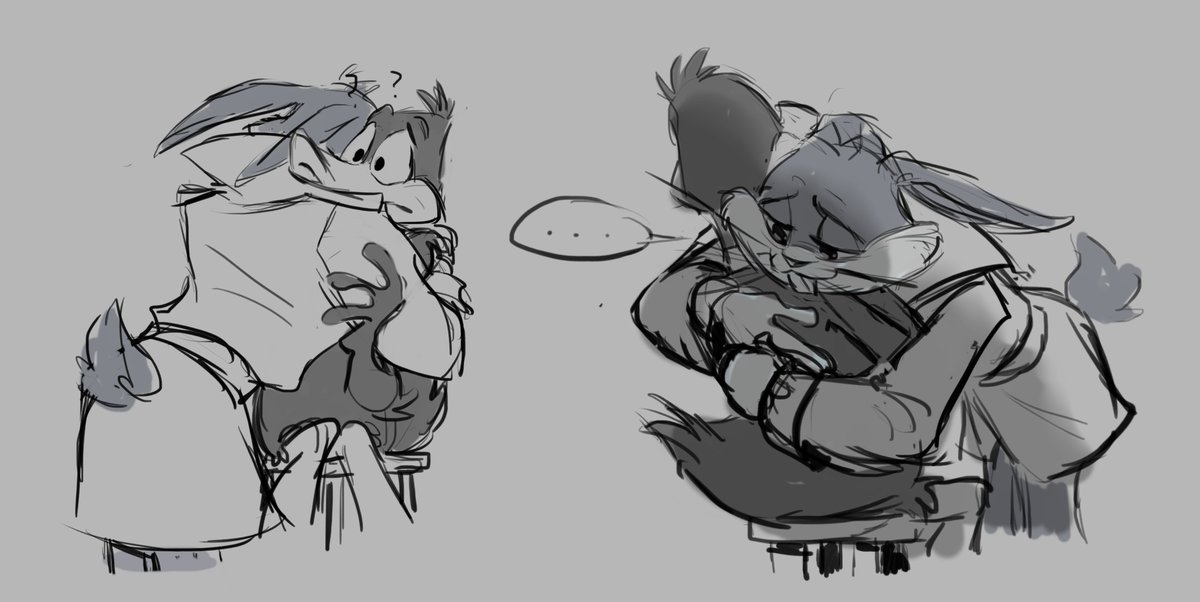 Elizabe49090303's tweet photo. A little request from Tumblr:
"Can you draw bugs angst??????"

I don't know, this is the only thing that came to mind when you mentioned bugs angst.

#coyotevsacme #bugsbunny #daffyduckㅤ https://t.co/EXFh39eKSy