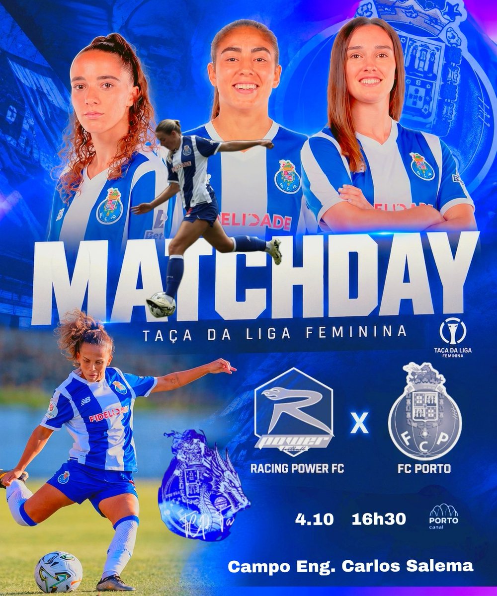 portistas2023's tweet photo. 🔵⚪Amanhã é DIA DE ESTREIA!
O @fcportow vai estrear-se na Taça da Liga! 🏆
1ª jornada da Fase de grupos, frente ao Racing Power.
Racing Power FC 🆚 FC Porto
🕒 16h30
📍 Campo Engenheiro Carlos Salema
📺 Porto Canal
Let's go Dragonas, vamos com tudo! 💪🐉
#FCPortoFeminino #womensoccer #FCPortoW #TaçadaLigaFeminina #womensoccer