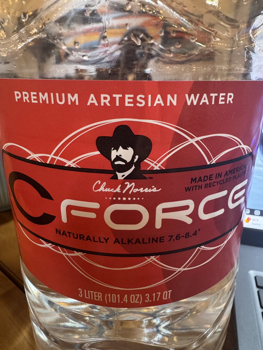 JimMcIlvaine's tweet photo. I had an unusual feeling when I was drinking my bottled water today. It was as if the water was drinking me. Then I looked at the label and it all made sense. @chucknorris #CForceWater FTW https://t.co/JMwfCiJI4X
