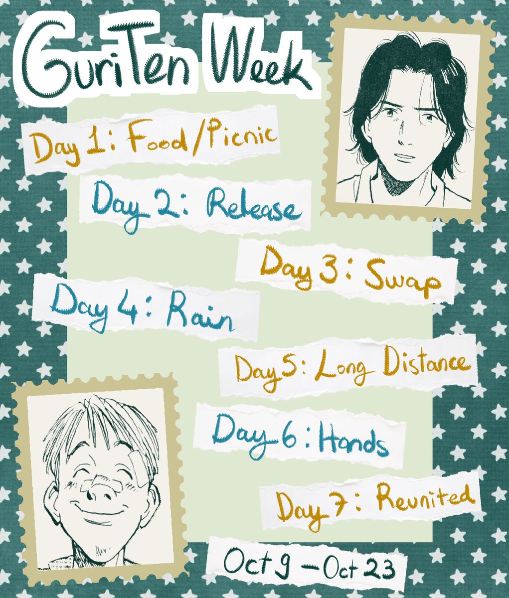 mimorgayballs's tweet photo. Here's the prompt list for #GuritenWeek ^_^ Feel free to join! #monsteranime https://t.co/523F7iuVrN
