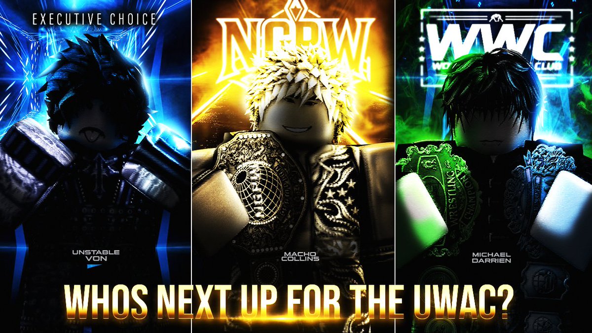 UWA_RBLX's tweet photo. While we await the next defense of Jay Devouron, we asked TWO UWA Fed Owners as well as @anasuiii who they believe will be NEXT UP for the UWA Championship.  

Out of the three, who do YOU pick?

#UWA2026 https://t.co/DYaGJYpEK1
