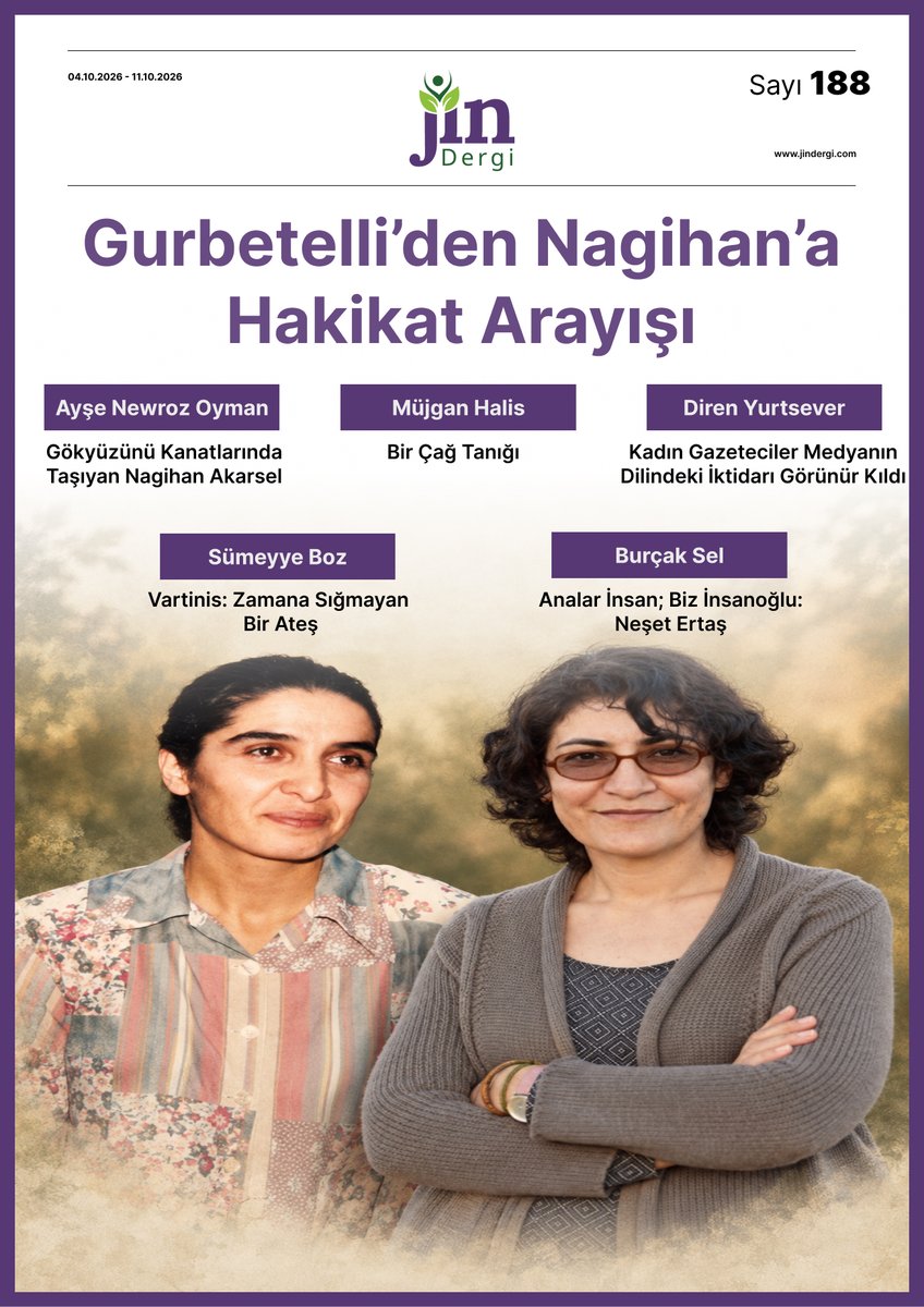 JinDergi's tweet photo. 📢  Yayındayız!            

🟣  188. sayımız "Gurbetelli’den Nagihan’a Hakikat Arayışı" kapağı ile yayımlandı.            

Tüm başlıklar için👇
https://t.co/koZXDQQgJT https://t.co/aCoPTBGRuP