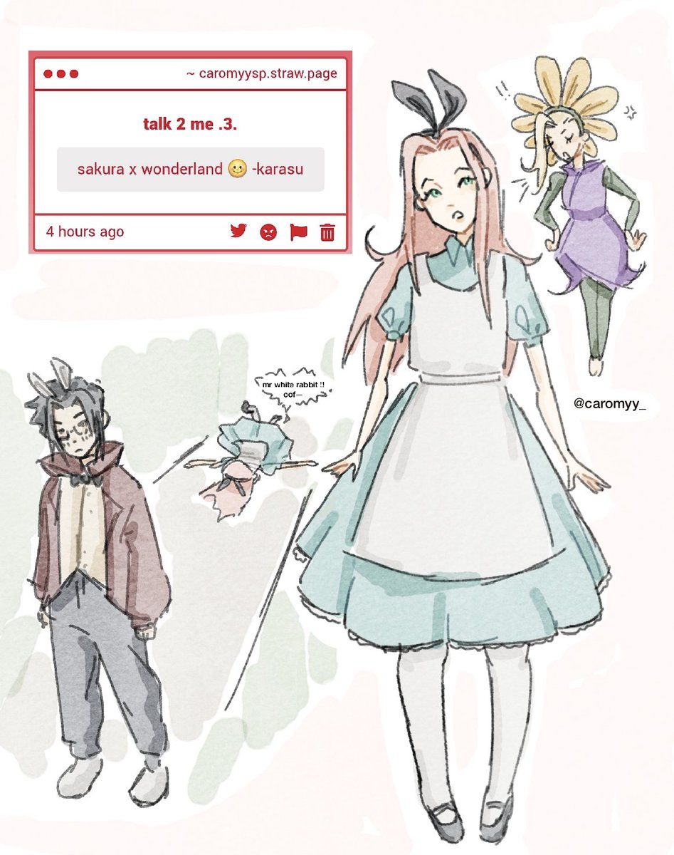 caromyy_'s tweet photo. - "sakura x wonderland"

Im assuming wonderland as in alice in wonderland, but even if not this was fun to draw 🤞
#sakura #sakuraharuno https://t.co/uXA5aXeXGm