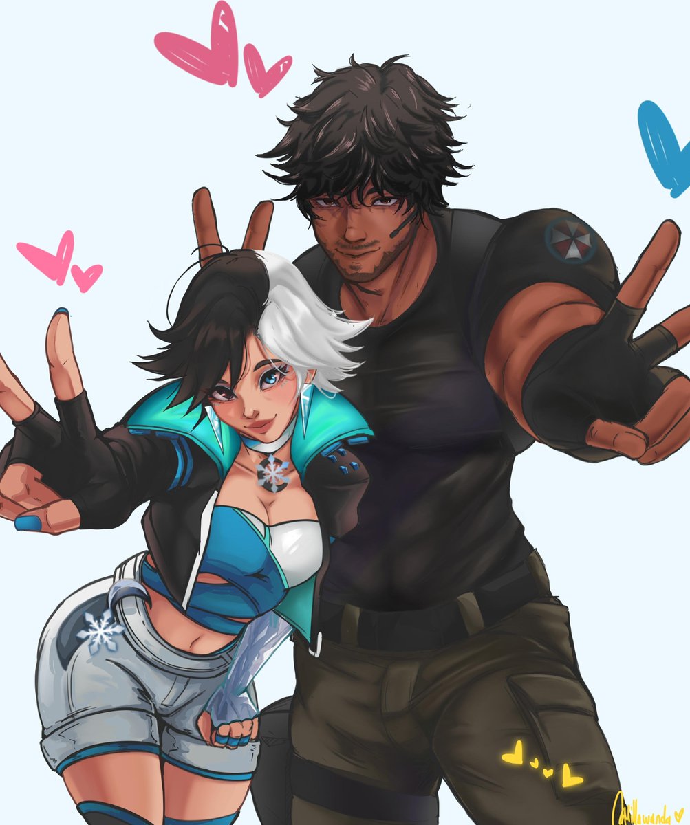 millawanda's tweet photo. Commish for a dear friend with her favs together to cheer her up 🥹🫂 

#LunaSnow #CarlosOliveira #MarvelRivalsㅤ #ResidentEvil3 https://t.co/PYJrZvg8wQ