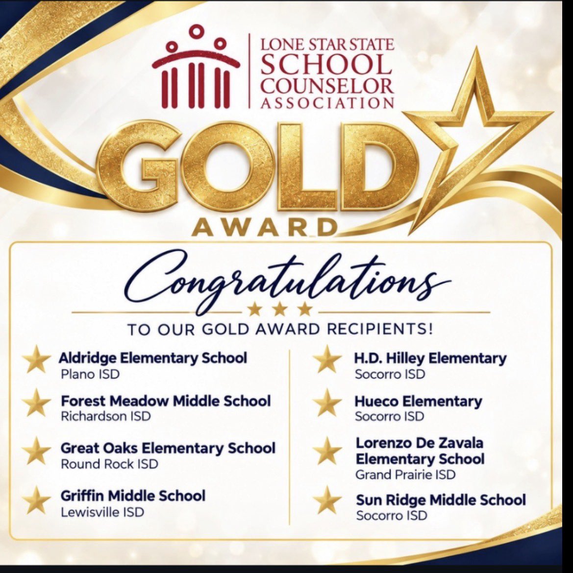 Hilley_ES's tweet photo. Congratulations to our very own @counselor_HDHES for earning the LSSCA Gold Award⭐️! We love you Ms. Bebon! Our Mighty Mustangs are so blessed to have you as our counselor! True Heart for scholars! ❤️💙⭐️@SocorroISD @SBaezMorale_HES @MDominguez_SISD @iheartckh @ABarrios_SISD https://t.co/LDPQKcnfvr