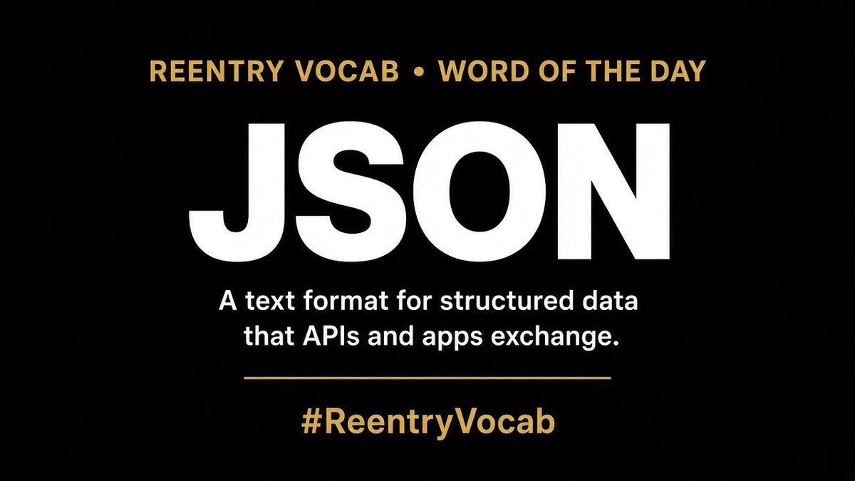 ReentryWindow's tweet photo. JSON

A text format for structured data that APIs and apps exchange.

Builders read it from market feeds, agent tool calls, and orbit telemetry.

Ex: {"symbol":"BTC","price":64210} → one tick, ready to parse.

#ReentryVocab #WordOfTheDay https://t.co/uPTWmrYsZr