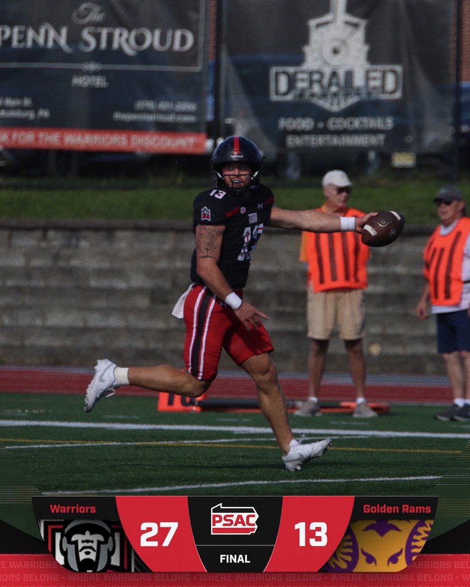 ESUWarriors's tweet photo. WARRIORS WIN!🔴⚔️

@ESU_Football celebrates Homecoming with a WIN over West Chester!

⚔️Susi: 54 Rush Yards | 1 Rush TD
⚔️Walker: 154 Rush Yards | 1 Rush TD
⚔️Hill, Dingle, Hertz: 1 INT Each
⚔️Gross: 7 Tackles | 1.5 TFL

#WhereWarriorsBelong https://t.co/5jjSjBkbf5