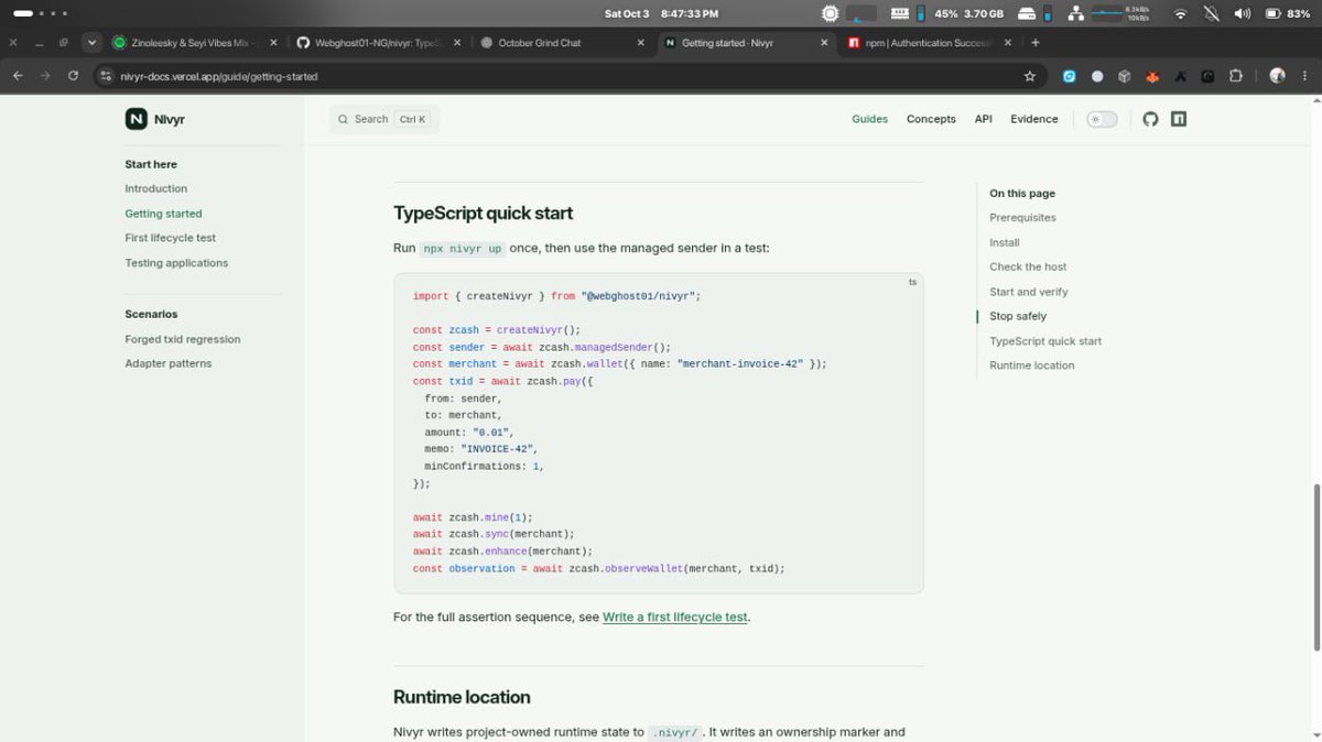 Web_ghost01's tweet photo. Building developers infrastructure on @Zcash ecosystem is always a thing I have been thinking of.. Now, seems I am getting there already. Here I am building Nivyr… You wanna know what it does?. Anticipate ✨🔥. https://t.co/zmjdun8zbw