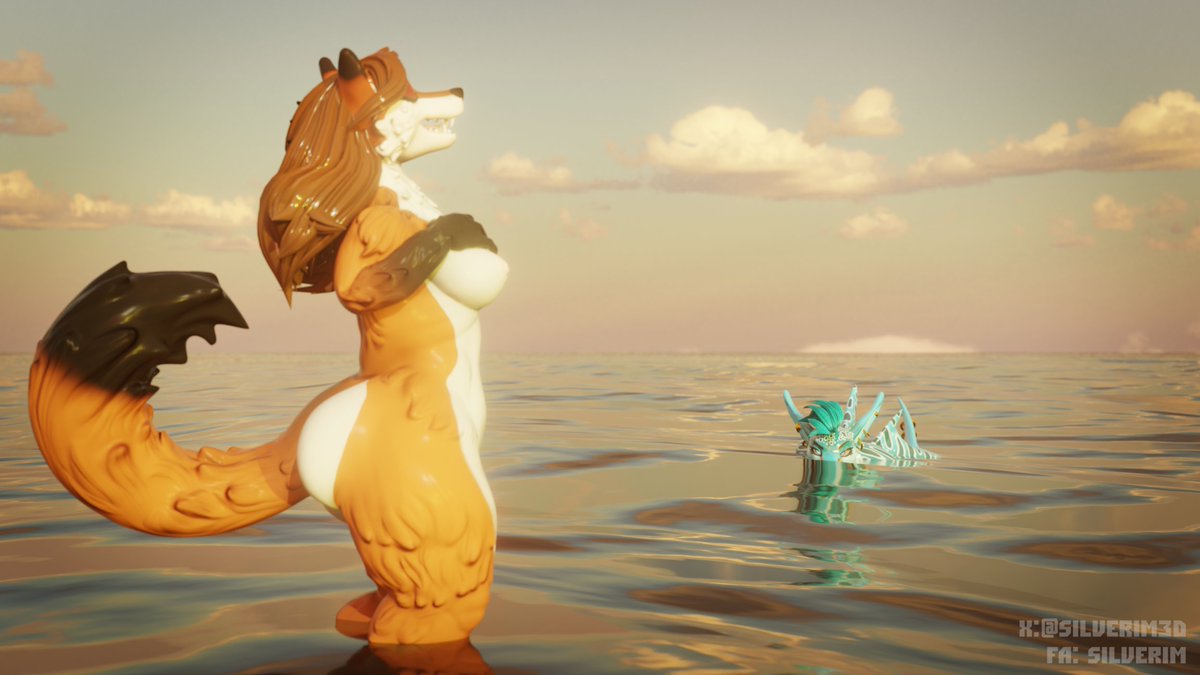 Silverim3D's tweet photo. Oh no, a poor girl is getting eaten by a shark! 
#kinktober #shark #furryart https://t.co/na1Vxz9CmV