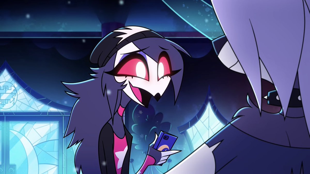 Cosy_Corner30's tweet photo. #HelluvaBoss #Hellaverse #VivizePop #Octavia #ThePrincessAndThePupper #Loona #HellvuaBossShorts
The fact Octavia says “I don’t have friends, I snuck out to see a concert” so causally is sad yet relatable like her mind is on getting home but Octavia is so used to the loneliness, she doesn’t even seem to register Luna likes her and wants to keep in contact.
Anyway favourite Octavia screen shots.