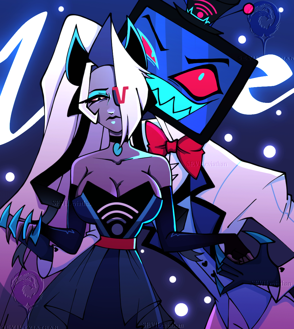HazbinLeviathan's tweet photo. 📺: "Now This Is A Show Worth Watching... Isn't It, Princess?"

I love this design so much! Huge credit to @liveneart_13 for Vaggi's outfit!

#StaticBow | #VoxVaggi | #HazbinHotel
#Vaggie | #Vox https://t.co/MPdtzd0SxA