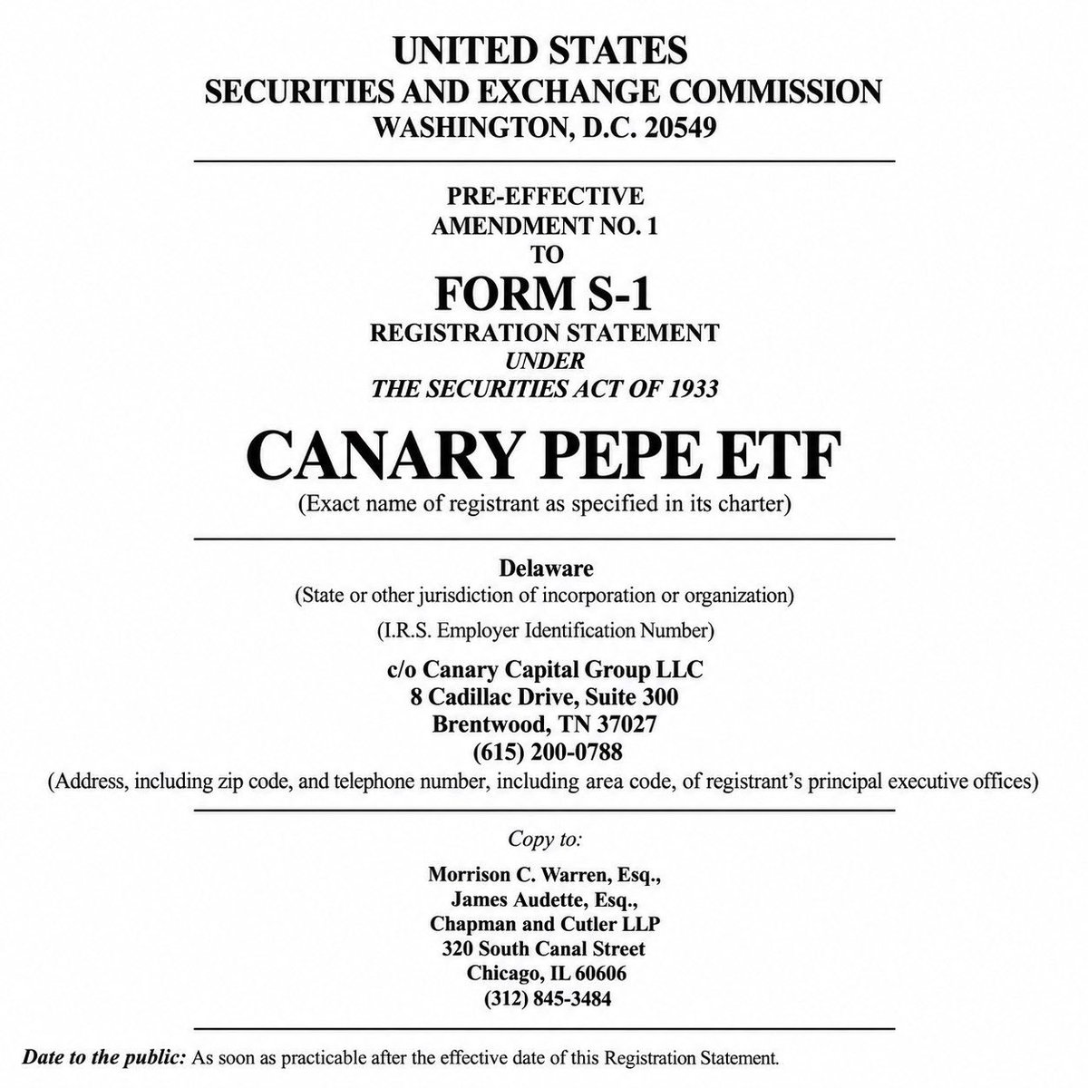 PepeCZBinance's tweet photo. 🚨 $PEPE ETF NARRATIVE IS HEATING UP! 🐸🔥

Canary Capital amended its filing for a proposed spot PEPE ETF.

PEPE already went absolutely parabolic in the last cycle…

Could the next meme wave be getting started? 👀

$PEPE IS BACK ON THE RADAR. 🚨

#PEPE #Memecoin #Crypto #ETF https://t.co/7oYxJXTbuX