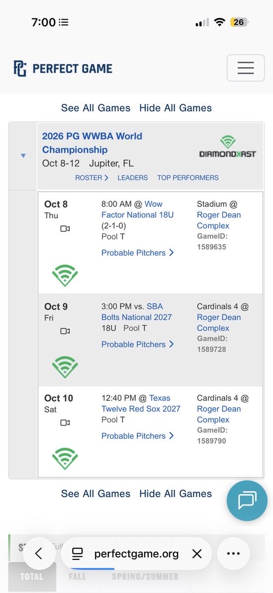 jVerderrosa20's tweet photo. Schedule for Wwba World Championship in Jupiter, Florida this week! https://t.co/SpwKl9S9XM
