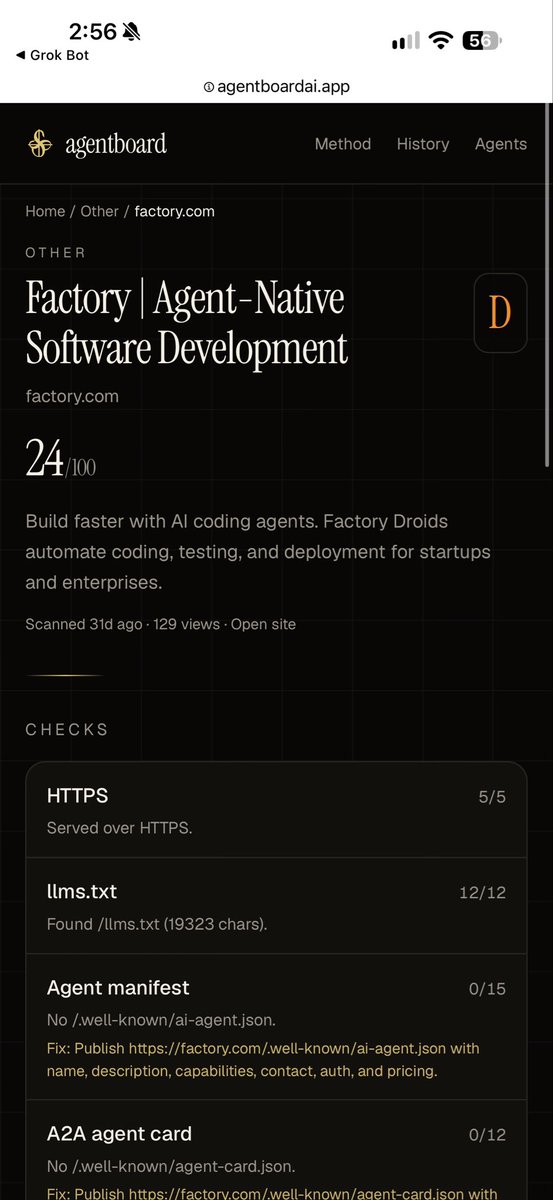 Britton_Gallien's tweet photo. Random crawl grade: 

Factory (https://t.co/pGH8aZHFX2) — graded https://t.co/pGH8aZHFX2 on AgentBoard: D · 24

https://t.co/CsFmYwWQKE https://t.co/WupS4MyjQZ