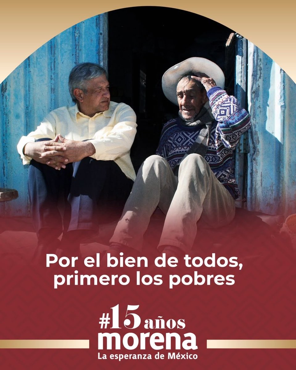 GinoSeguraV's tweet photo. En Morena, quienes menos tienen siempre han estado primero.

A 15 años de su nacimiento, refrendamos nuestro compromiso de seguir trabajando por un México con más justicia social, bienestar y oportunidades para todas y todos.

#15AñosMorena

*Dirigido a la militancia de Morena https://t.co/v2BlJxrMlG