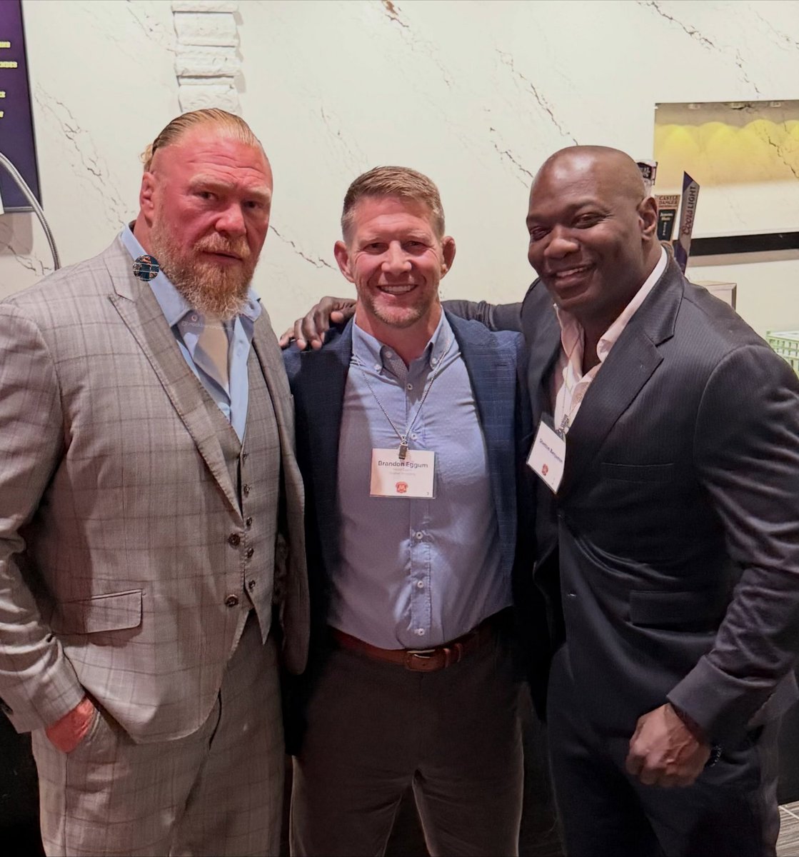 EliteClubS0B's tweet photo. Brock Lesnar alongside his wife Sable, daughter Mya Lesnar, and Shelton Benjamin at his University of Minnesota M Club Hall of Fame induction ceremony yesterday. https://t.co/PDwYtbHKX6