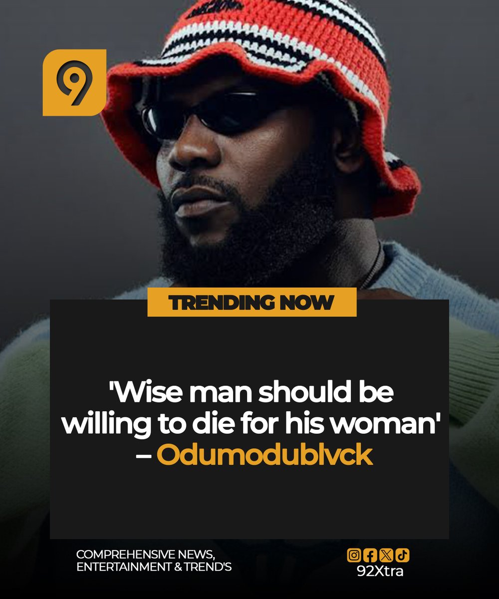 92Xtra's tweet photo. Nigerian rapper Odumodublvck has sparked conversations with his views on relationships, saying a wise man should be willing to die for his woman.

#92Xtra #Odumodublvck #Relationship #EntertainmentNews #Trending #Ghana https://t.co/ePSRuwdCxY