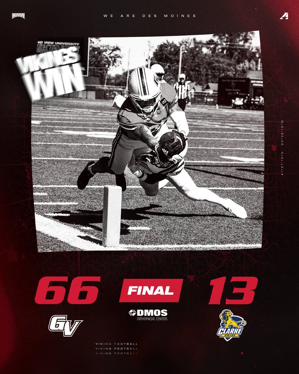 GVVikingFB's tweet photo. Final at the Duke‼️

GVU 66 - CU 13

#WEAREDSM https://t.co/8aBCMP2su7