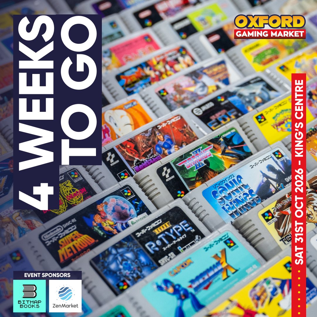 ReplayEvents's tweet photo. Who's got their tickets ready for Oxford Gaming Market? With less than four weeks until we're back at the King's Centre, the one month countdown is officially on. 🎮🕹👾

Plus, it's now four weeks to Halloween, too - woohoo, spooky season! 🦇

Get your tickets here 🎟 https://t.co/KXEIS7gc8f

Event Sponsors
@Bitmap_Books 📚 https://t.co/4GT9uNXVWN
@zenmarket_en 🗾 https://t.co/k5ab0MZnCy

#OxfordGamingMarket
