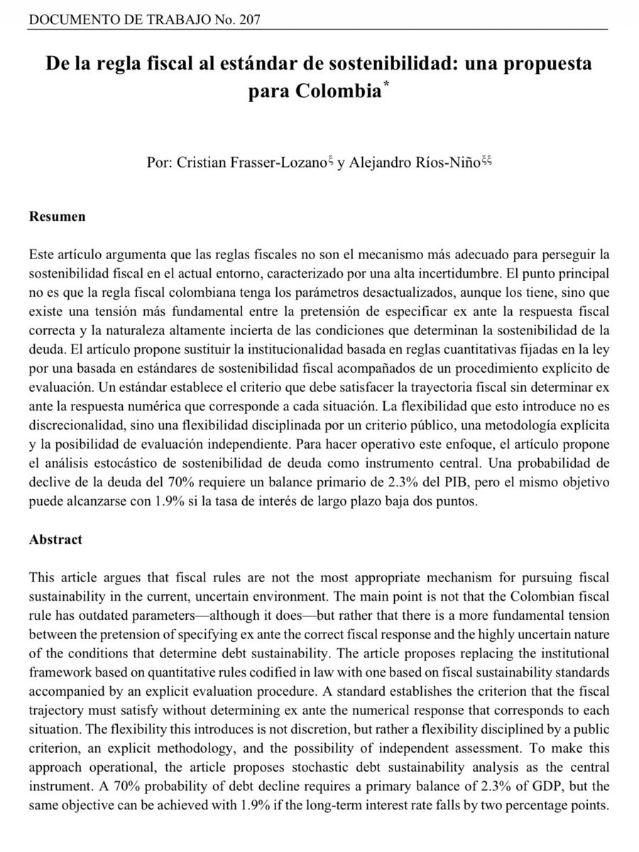 UVsocioeconomia's tweet photo. Ya está disponible un nuevo Documento de Trabajo del Cidse denominado: “De la regla fiscal al estándar de sostenibilidad: una propuesta para Colombia”, de los investigadores Cristian Frasser-Lozano y Alejandro Ríos-Niño.

Consúltalo en el siguiente enlace: https://t.co/1A4HGpSXKi https://t.co/FJOQz6WYBT