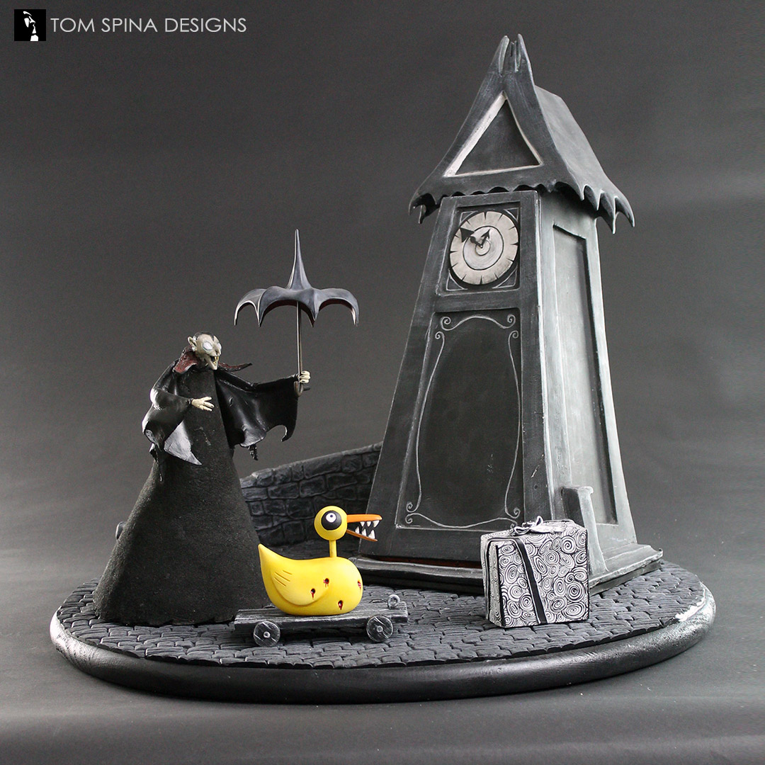 TomSpinaDesigns's tweet photo. This screen-used #stopmotion vampire paired nicely with an original clock coffin, so we ended up making a whole scene from Tim Burton's #NightmareBeforeChristmas! https://t.co/pjobKUqrM1

#Halloween #TimBurton #TomSpinaDesigns https://t.co/sm5nO4npJw